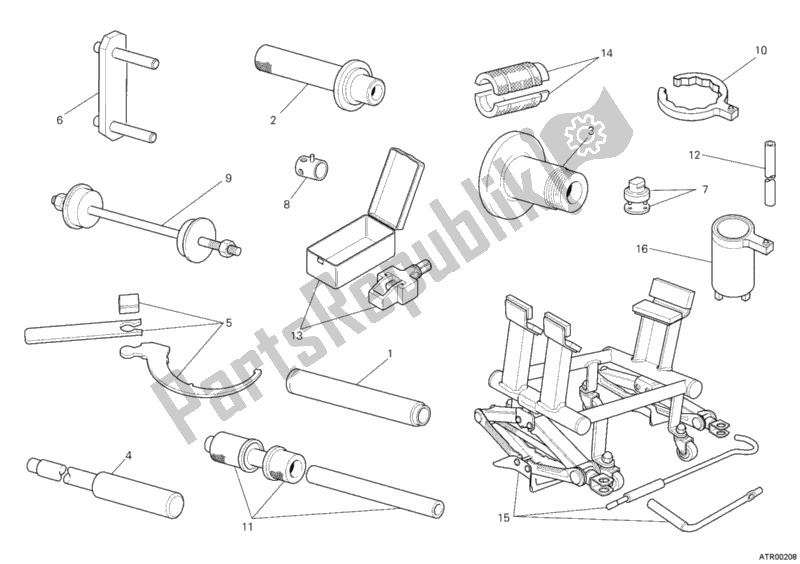 Alle onderdelen voor de Werkplaats Service Tools, Frame van de Ducati Multistrada 1200 USA 2010